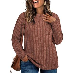 Plus Size Women's Tunic Top Knitted Lightweight Casual Long Sleeve Shirts
